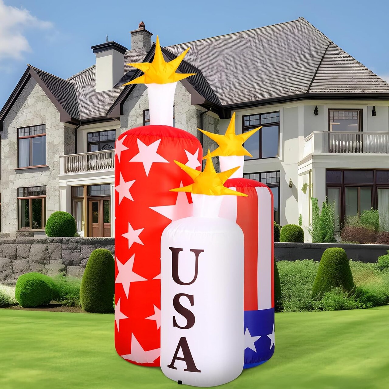 5FT Patriotic USA Candles Inflatable – 4th of July 250th Anniversary Outdoor Decoration – LED Lighted Blow Up for Independence Day & Memorial Day